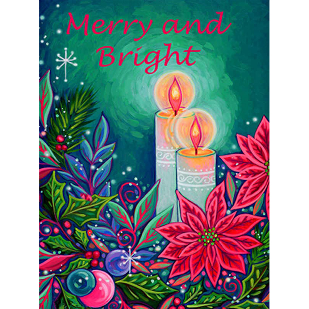 

Christmas Poinsettia Candles - Round Drill Diamond Painting - 30*40CM, 501 Original