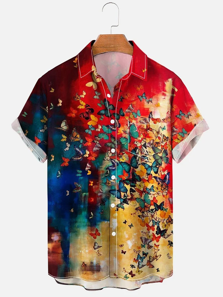 Men's Butterfly Pattern Short Sleeve Shirt