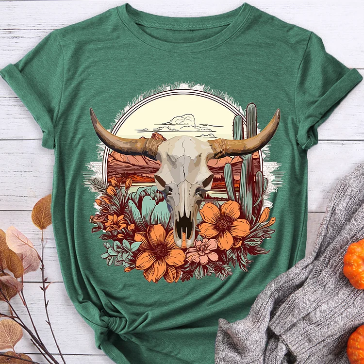 Western Cow Flower T-shirt-BSTJ0008