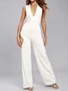 Solid Color Backless Wedding Jumpsuits Bottoms
