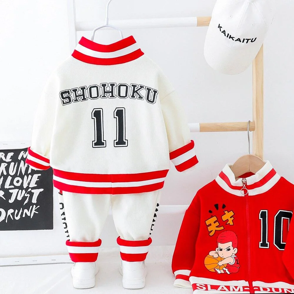 Kid Toddler Boy Clothes Zipper Coat + Pants Letter Infant Baby Sport Set Long Sleeves Outfits Set Yellow White Red Cartoon