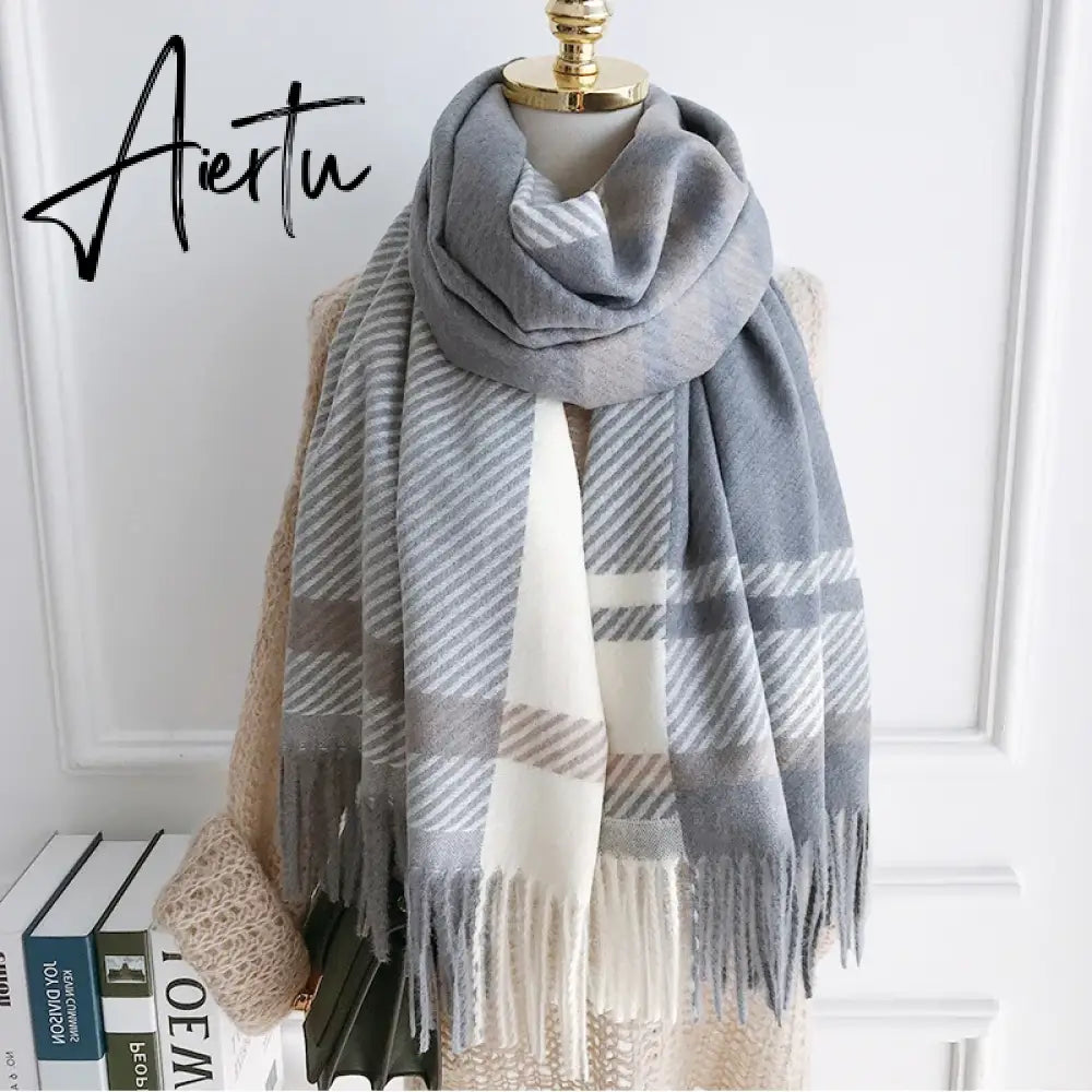 New Free Shipping Scarf Headscarf Winter Women Ladies Men Preppy Striped Warm Scarves Soft Pashmina Mujer Female Male Wrap Shawl Aiertu