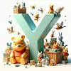 （Multi-Style)Winnie the Pooh's 26 Alphabet-Full Round Diamond Painting 30*30CM