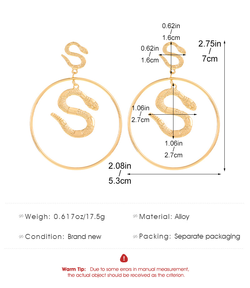 Round Snake Gold-Plated Earrings