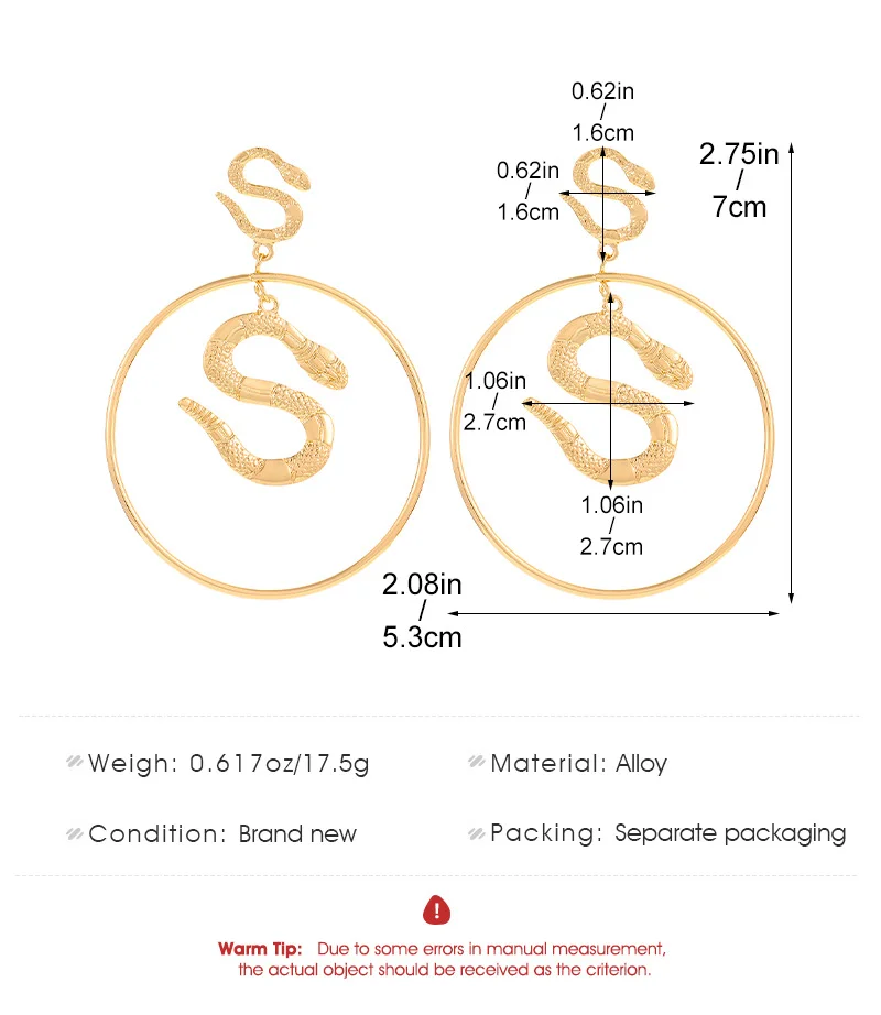 Round Snake Gold-Plated Earrings