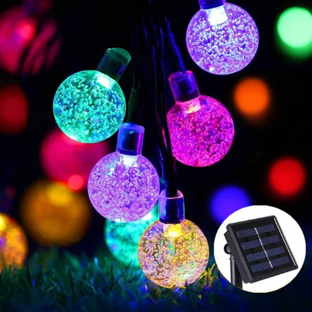 5M 7M 10M Solar Crystal Ball Lamp, LED String Lights Flash Waterproof Fairy  For Outdoor Garden Decoration