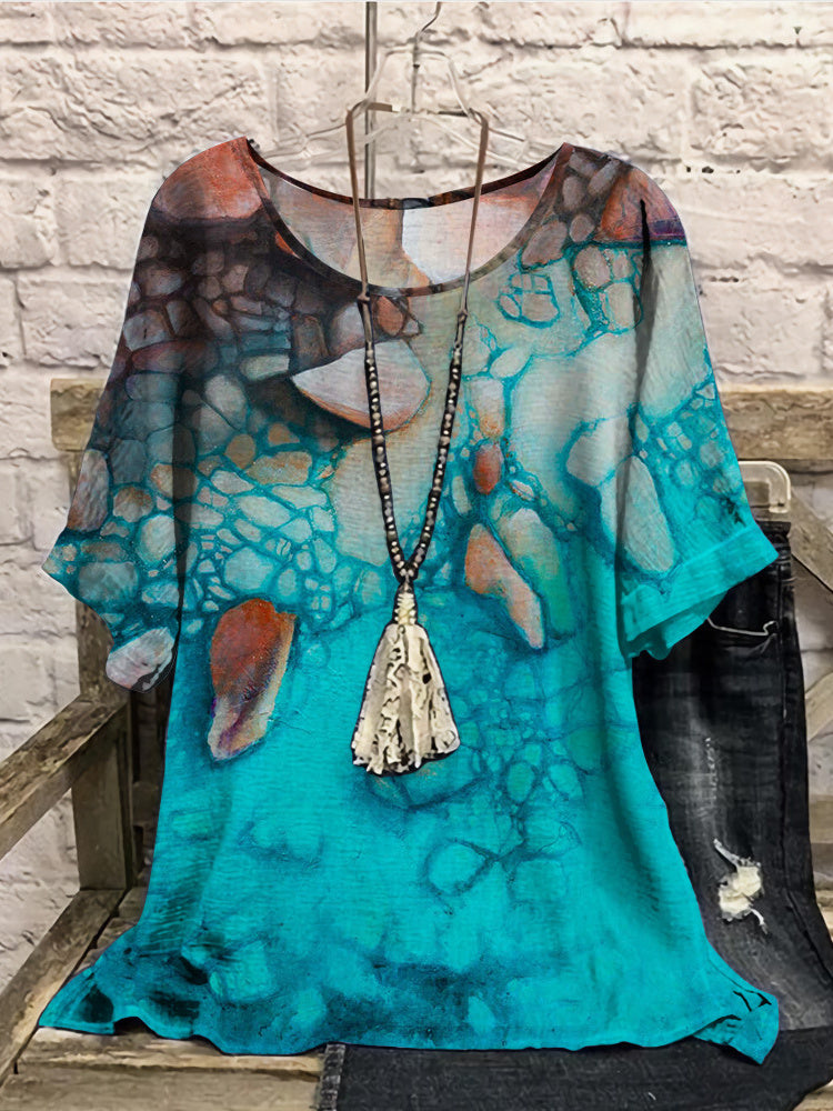 Women Long Sleeve V-neck Graphic Floral Printed Top