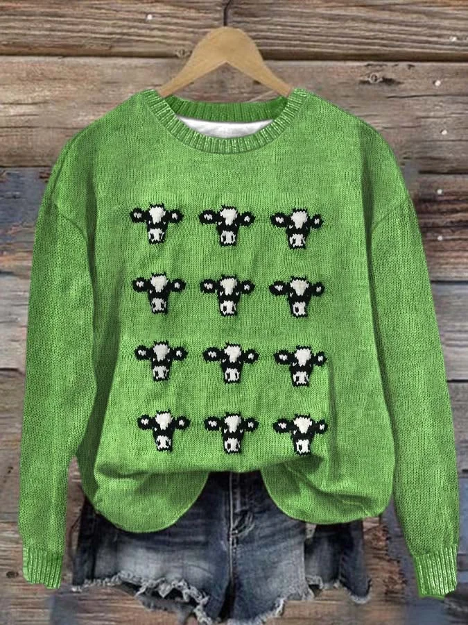 Women's Cute Cow Graphic Print Sweatshirt