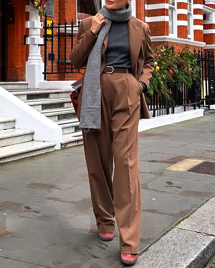 Women's solid color casual suit