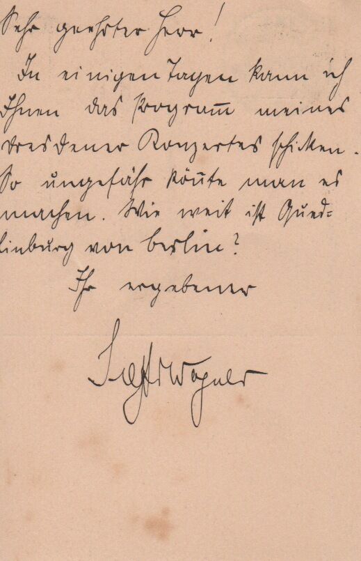 Siegfried Wagner Composer signed letter postcard 11.09.1912