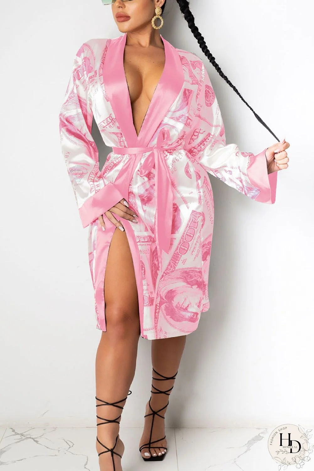 Red Sexy Print Frenulum Outerwear