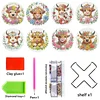 8pcs Cartoon DIY Diamond Painting Wooden Coasters Art Kits with Holder (Cow)