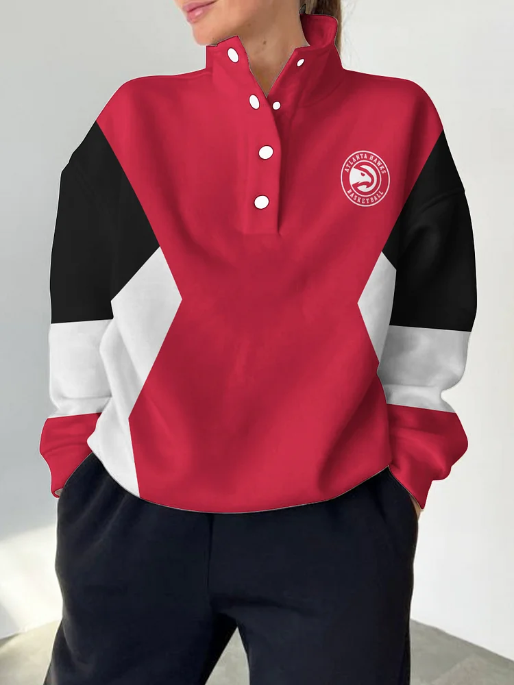 Atlanta Hawks 2025 New Design Casual Snap Mockneck Pullover