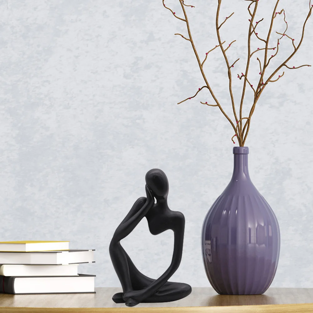 Abstract Thinker Statue Mini Office Crafts Sculpture (Black Think Left)
