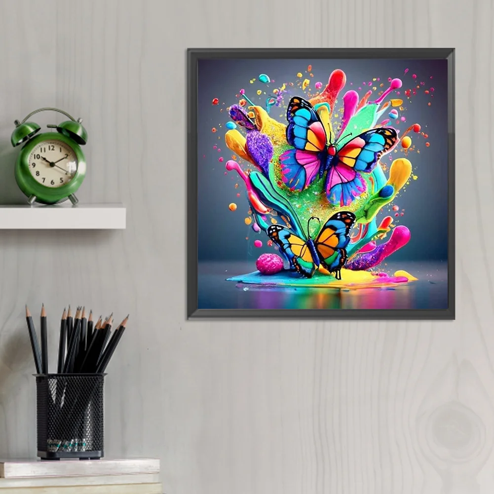 Diamond Painting - Full Round Drill - Colorful Butterfly(Canvas|30*30cm)