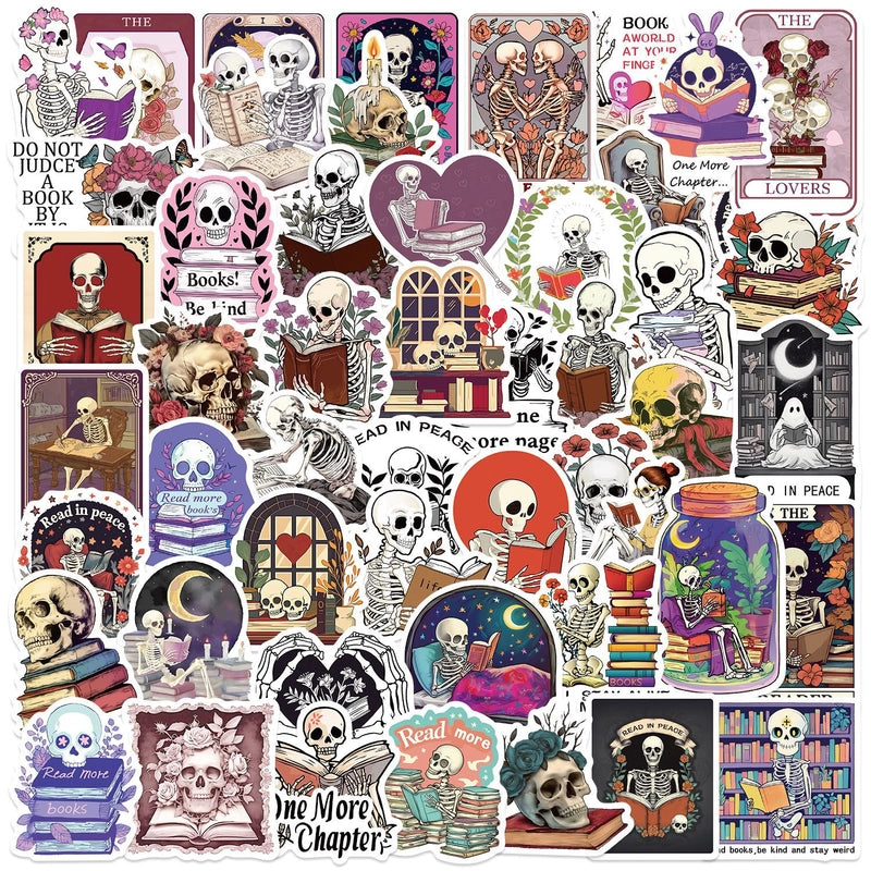 1 Set Book Skull School PVC Self-adhesive Minimalist Stickers
