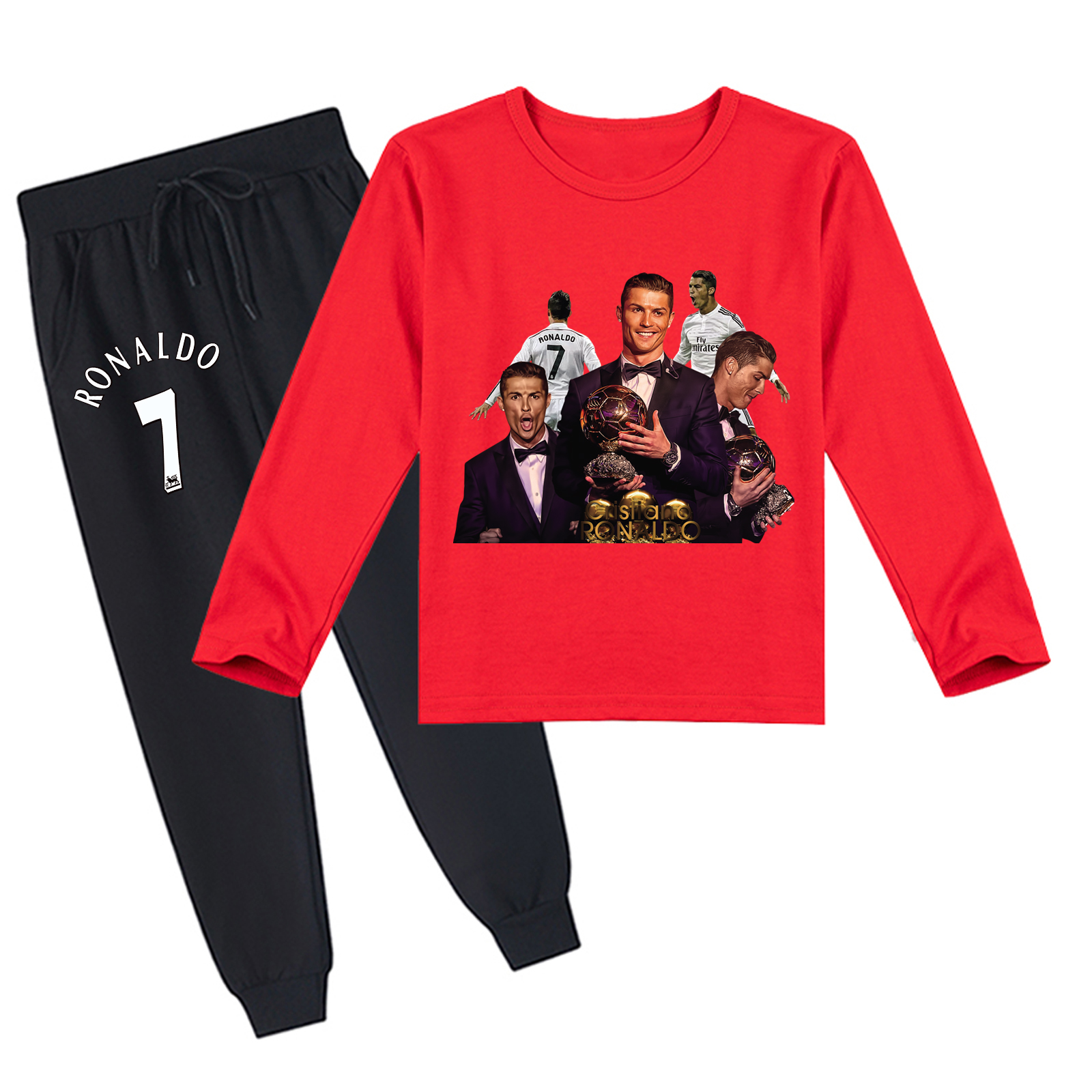 Mayoulove Cristiano Ronaldo Long Sleeve T-Shirt Set for Boys  Girls - Soccer Fan Apparel, Kids Sportswear, Trending Design-Mayoulove