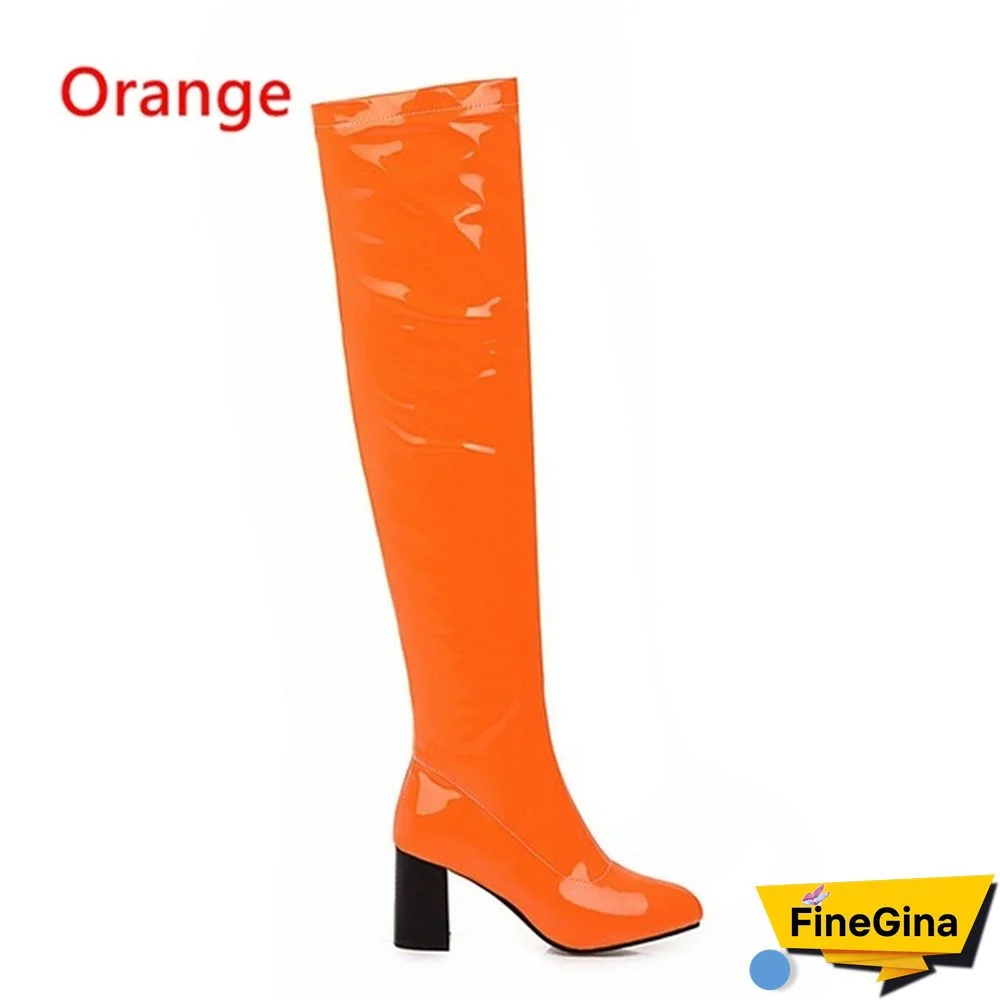 Women Patent Leather Thigh Boot Over Knee High Boots Pointed Toe Shoes Fashion Winter Spring Autumn Shoe