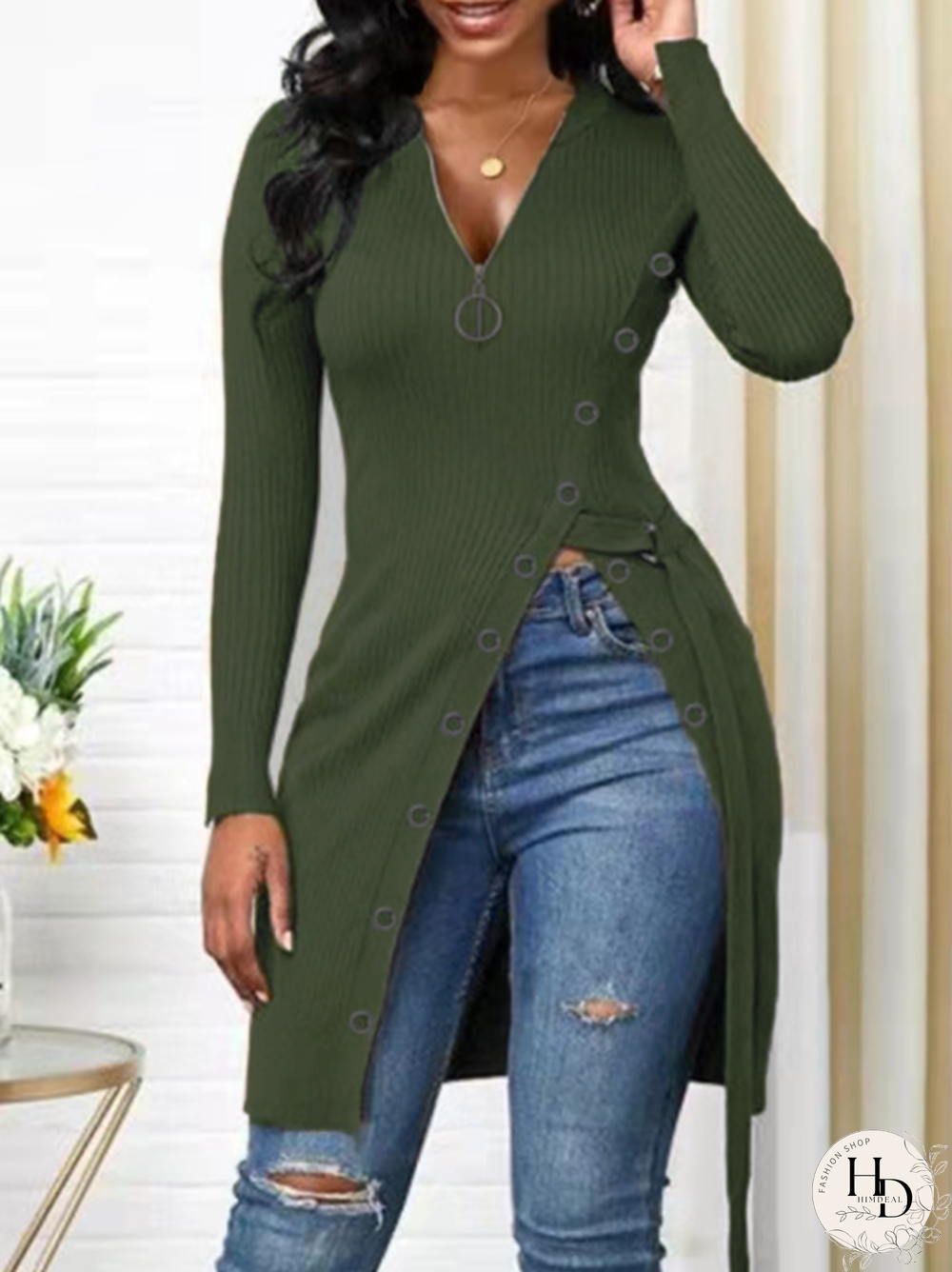 Plain V Neck Tops