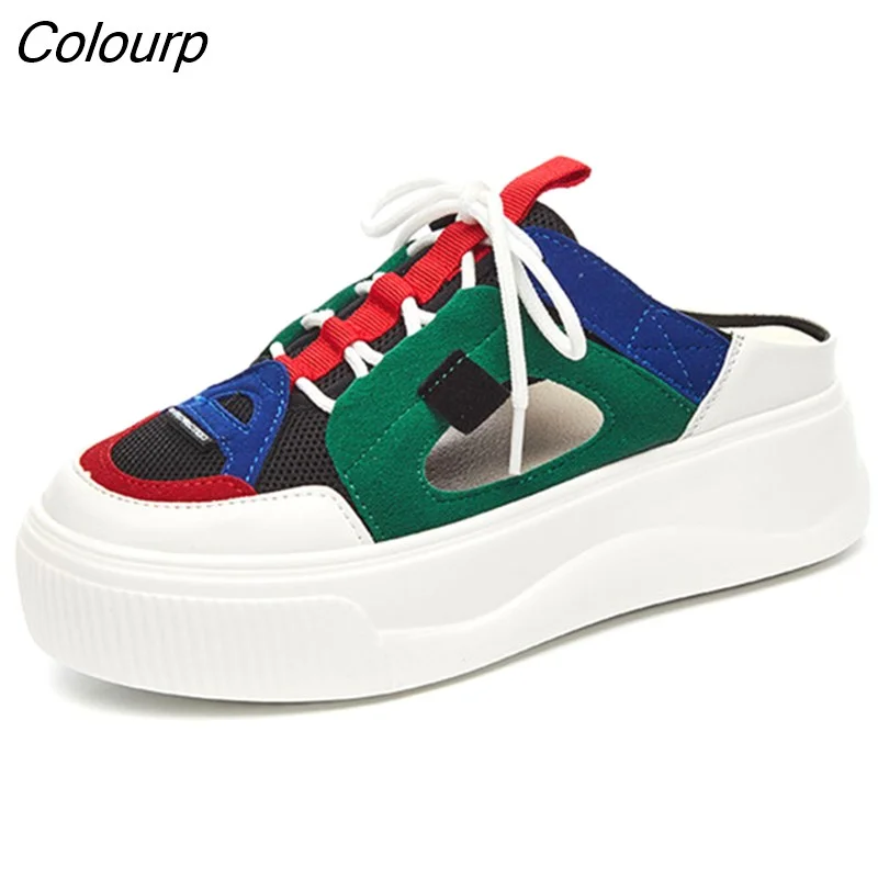 Colourp colors cut out loafers casual thick bottom platform mules woman spring summer muffins 2023 new arrival slippers women