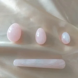 pornhint Pornhint Set of Rose Quartz Crystal Yoni Eggs and massage wand, to help the vagina strengthen the PC muscle, Kegel Exerciser and massage wand.