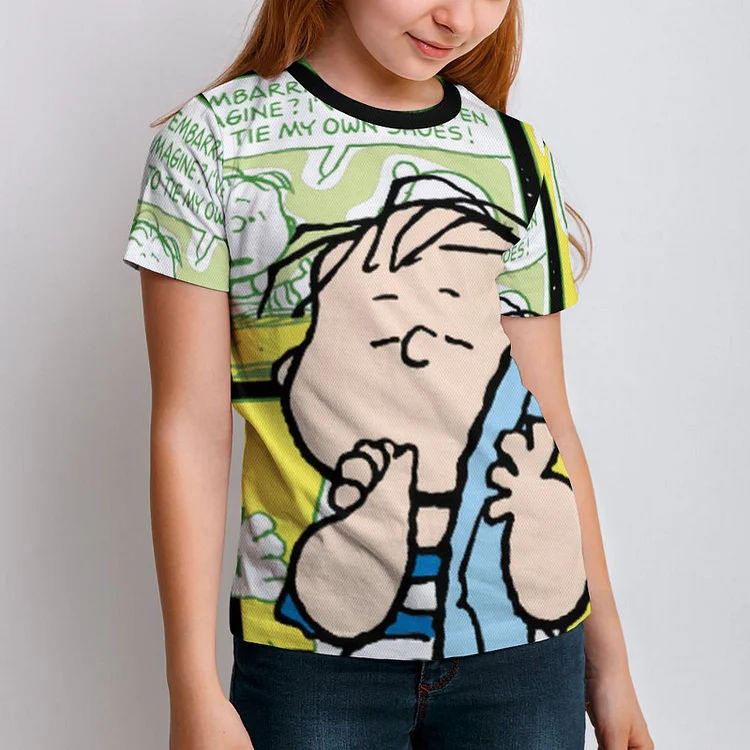 Peanuts Charlie Brown Linus Lucy Comic Boys Girls Summer Tshirt 3D Print Youth T-Shirt Kids O Neck Tee Tops - Heather Prints Shirts