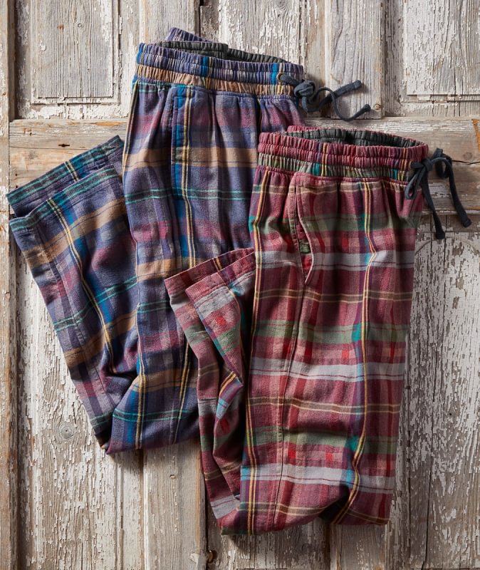 Men's Check Drawstring Cotton Linen Casual Trousers