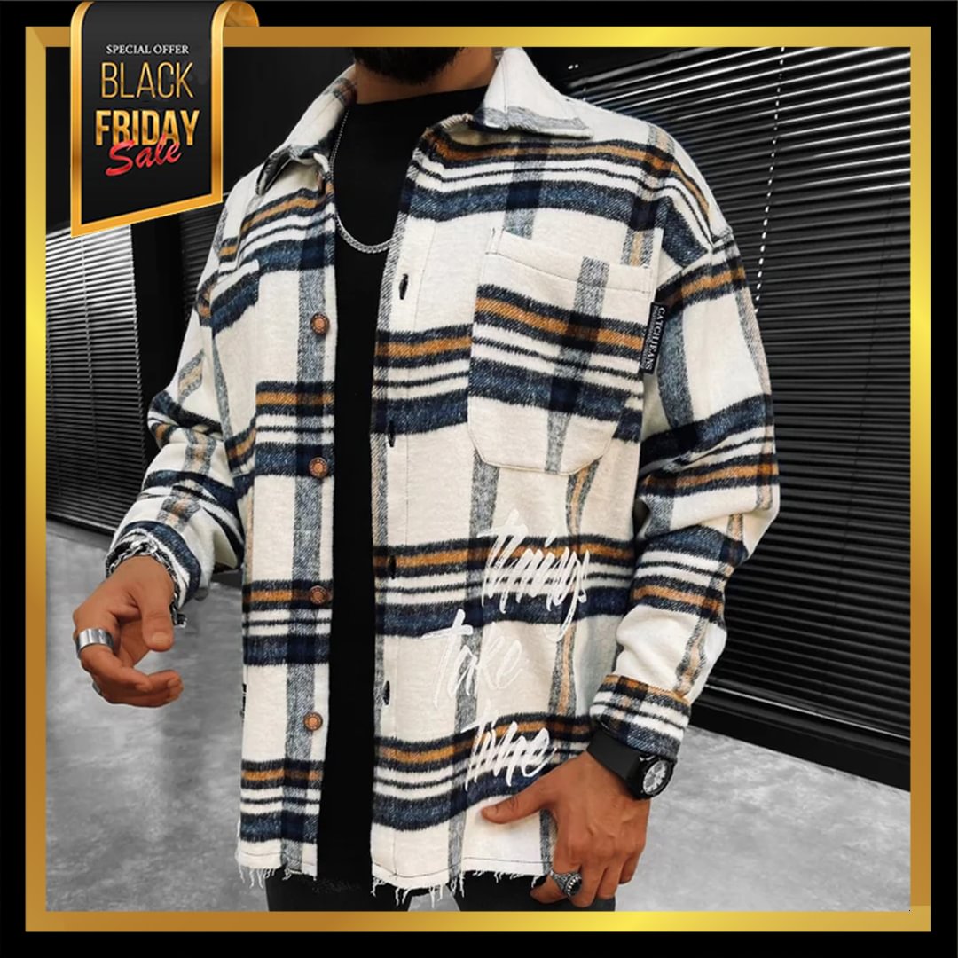 Checked Texture Fleece Shirt Jacket