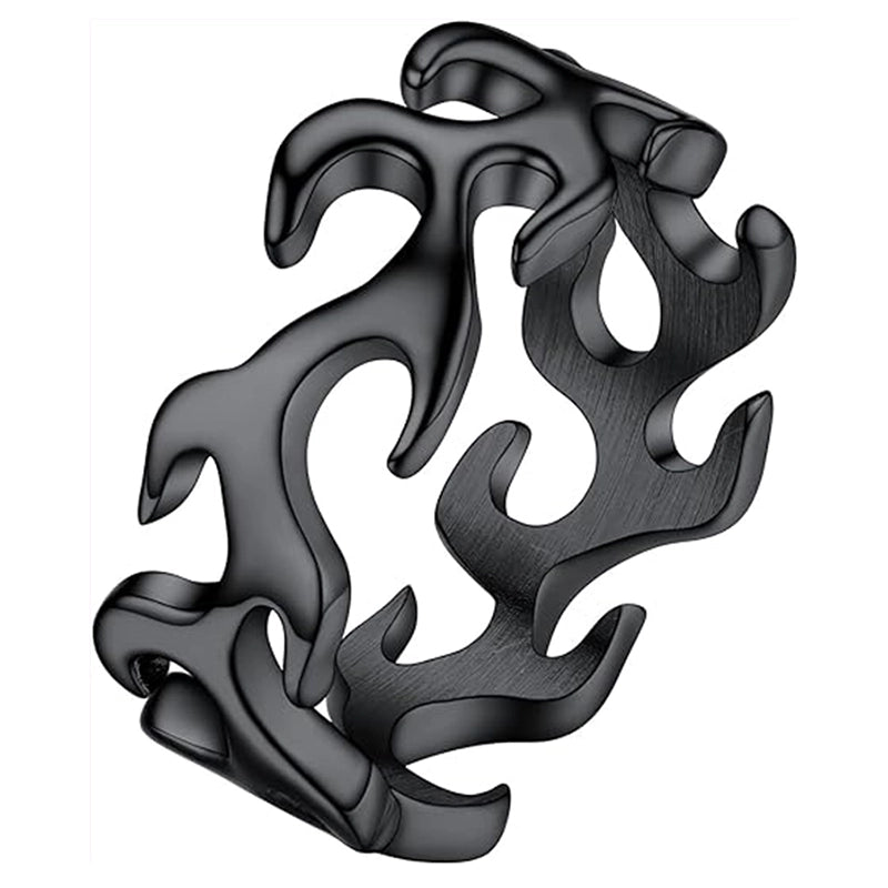 Hip-Hop Punk Flame Solid Color 316L Stainless Steel Cutting Gold Plated Silver Plated Men’s Rings