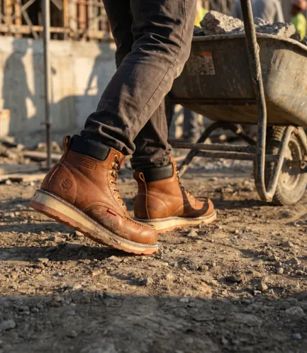 ウラ Men's 6 Inch Light Brown Moc Toe Waterproof Soft Toe Work Boots
