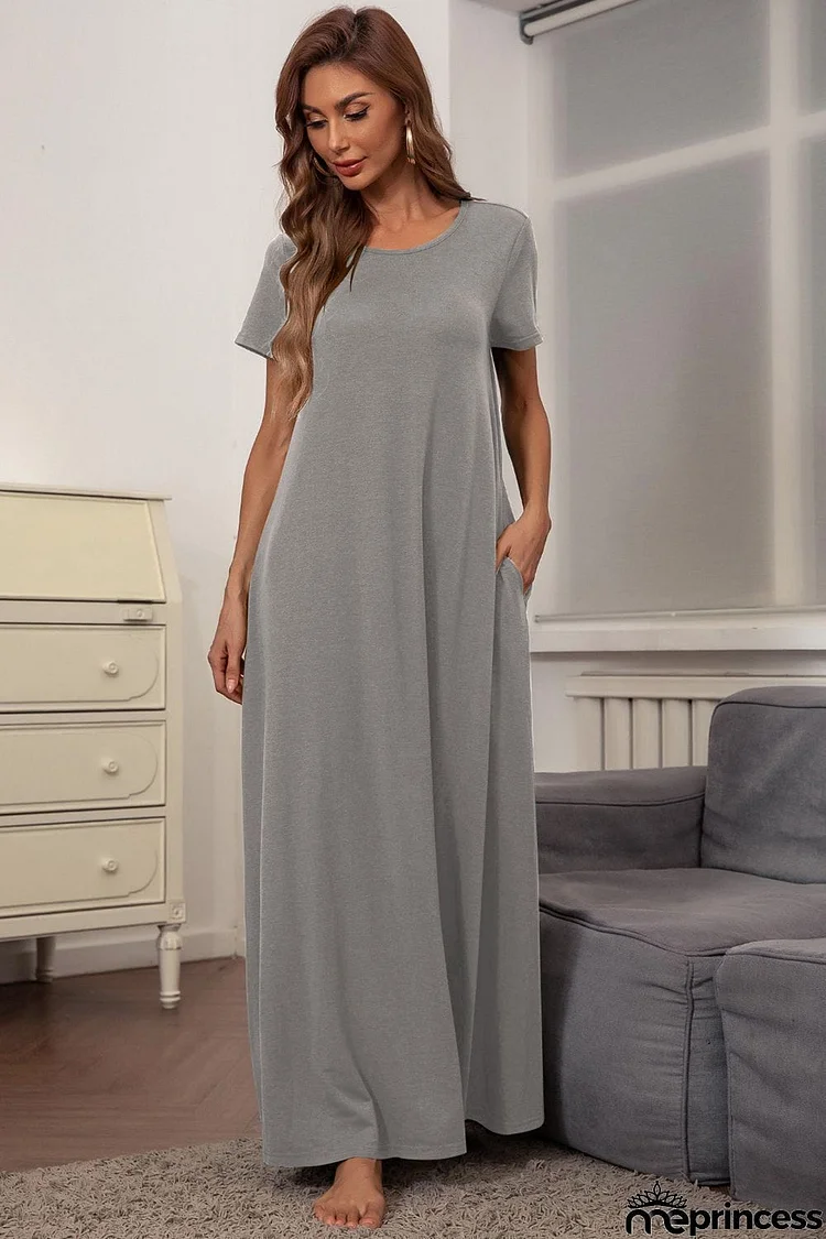 Round Neck Short Sleeve Maxi Dress