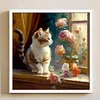Cats And Flowers On Windowsill- 18CT Stamped Cross Stitch 30*30cm/11.81*11.81in