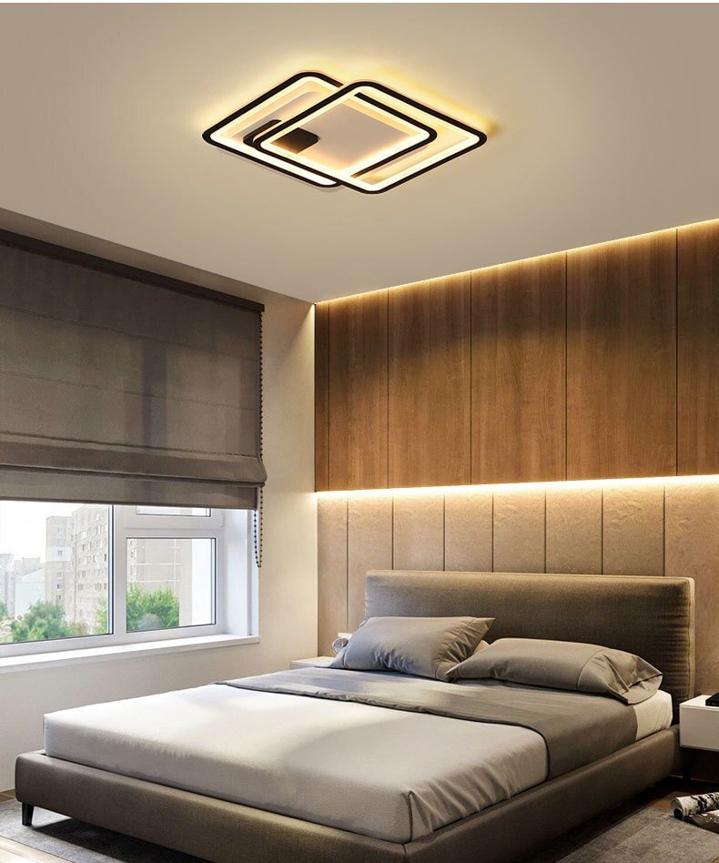 Modern Led Ceiling Lights with Remote Control Square Lamps for Living Room Flush Mount Indoor Lighting Bedroom Kitchen AC85-260V