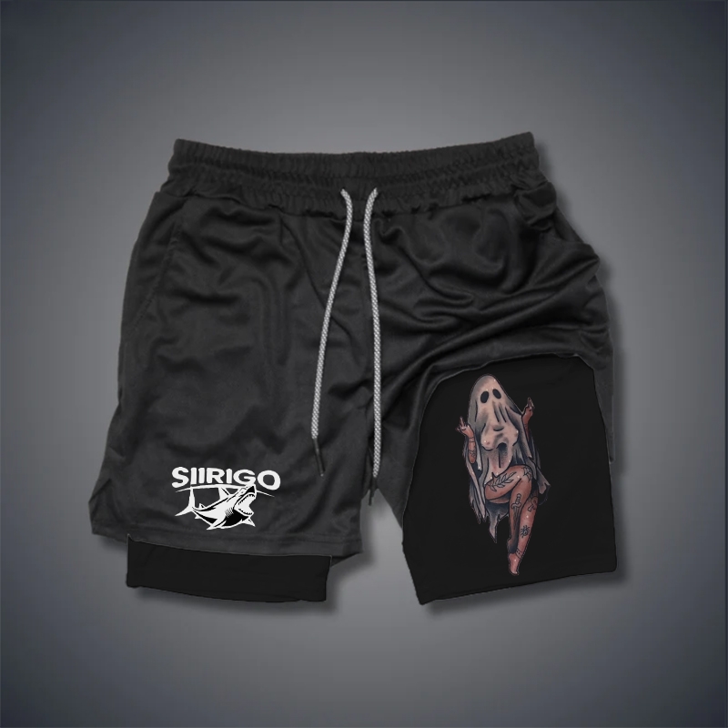 Naughty Sexy Naked Lady Ghost Print GYM PERFORMANCE SHORTS