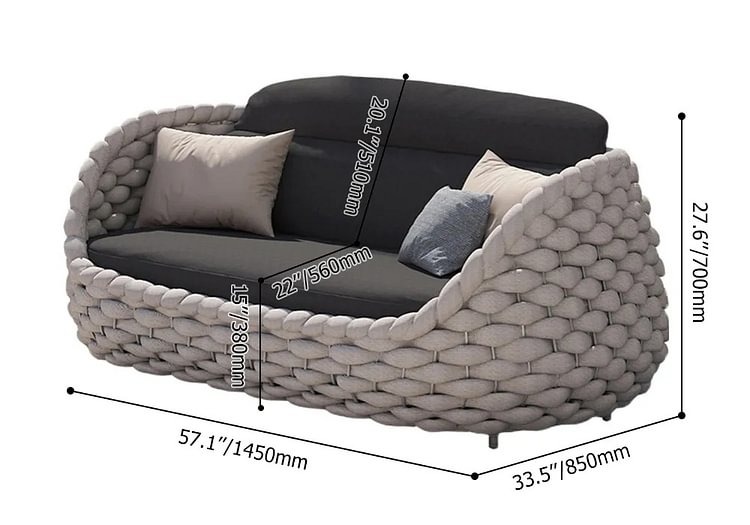 4 Pieces Textilese Rope Woven Outdoor Sectional Sofa Set With Removable Cushion 4 Pieces Textilese Rope Woven Outdoor, Sectional Sofa With Removable Pillows