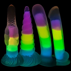 Rainbow Luminous Silicone Dildo With Suction Cup