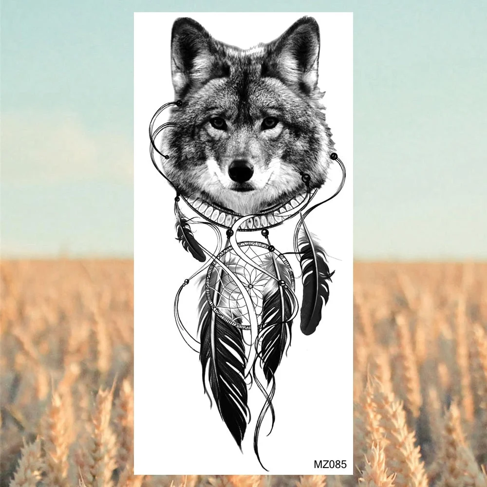 Black Lion Fashion Calf Temporary Tattoos For Women Adult Men Lion Geometric Owl Fake Tattoo Realistic Body Art Decoration Tatoo