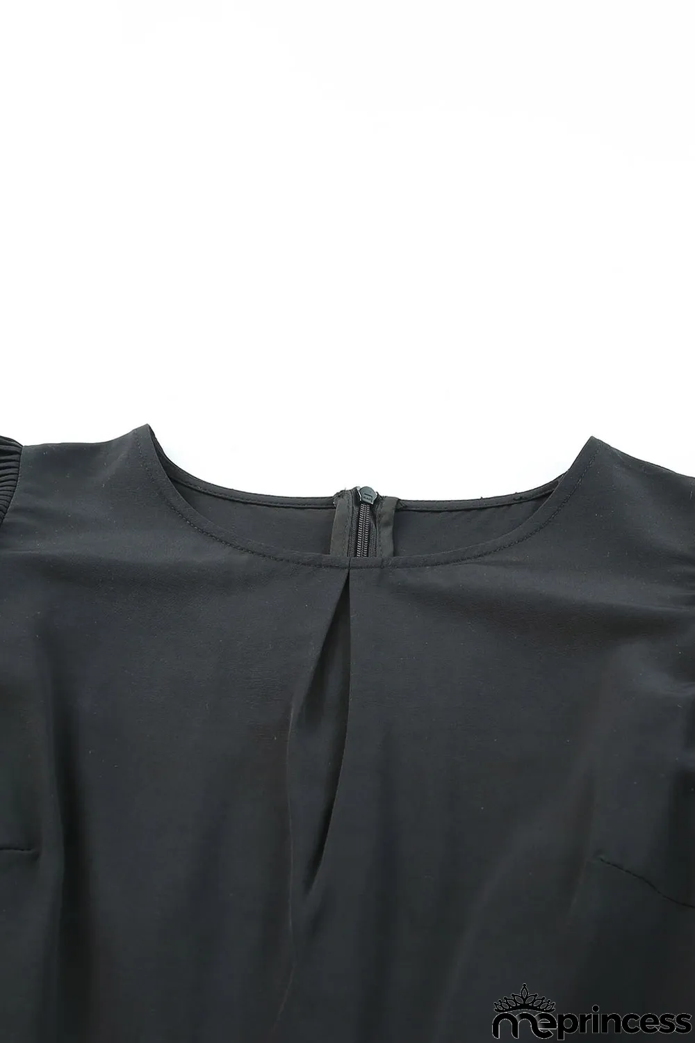 Black Ruffle Sleeves Solid Romper