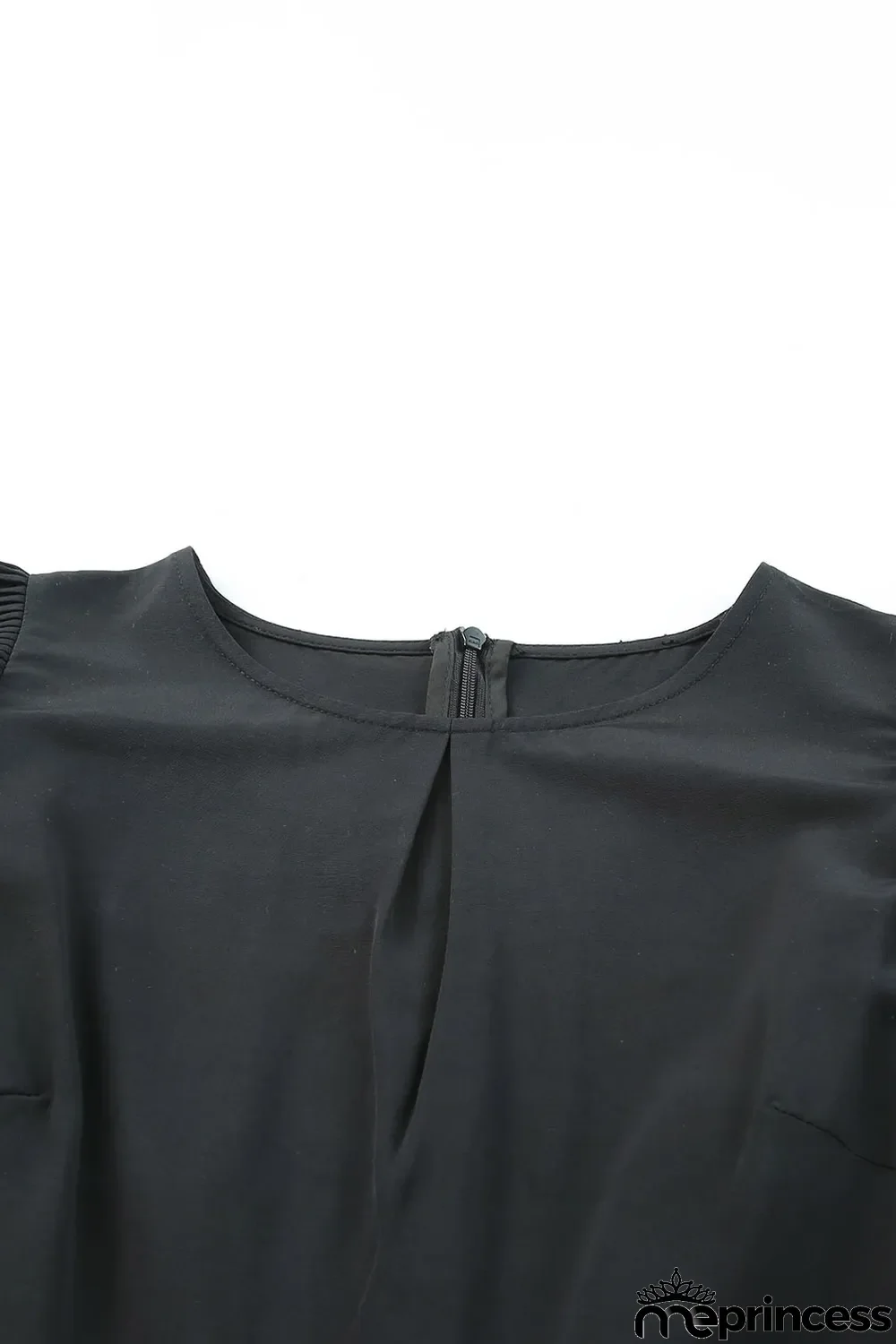 Black Ruffle Sleeves Solid Romper