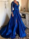 Split-Side Lace V-Neck Long Sleeves Evening Dress