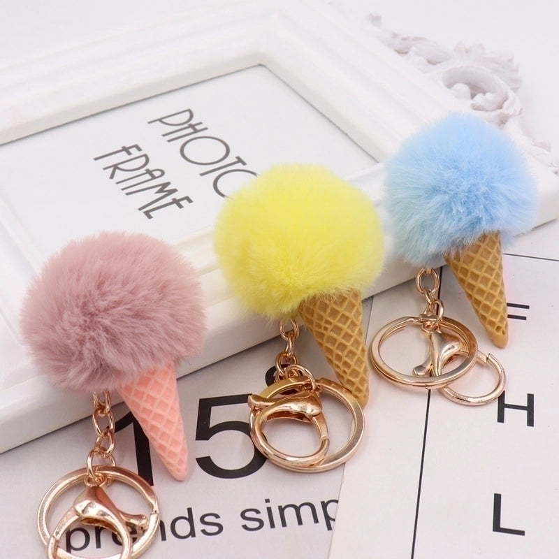 Cute Ice Cream Plush Women’s Bag Pendant Keychain