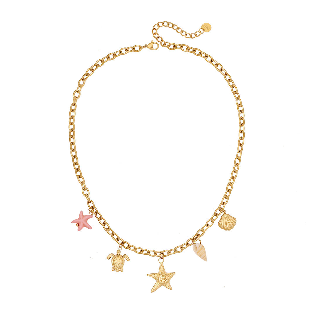 Sun Portrait Star Moon Thick Necklace Starfish Love Stainless Steel Clavicle Chain N1496