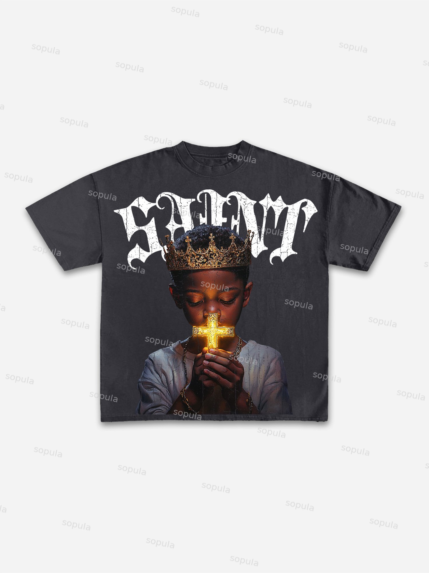 Saint Prayer Graphic Print Cotton T-shirt