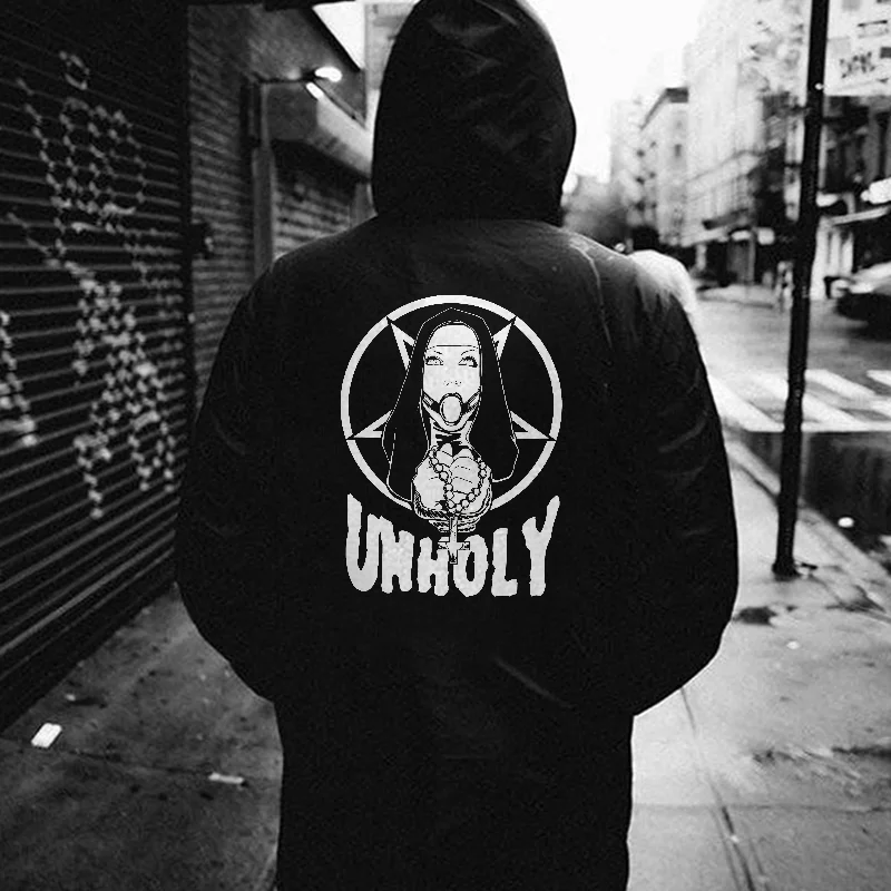 Unholy Nun Printed Casual Men's Hoodie -  