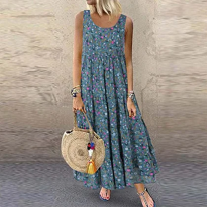 game day dresses Cabana Life - Crimson Short Sleeve Tiered Dress - Red Classic Spinach Salad with Minimal stretch however the Color:Denim Floral PresidentsDay_2026