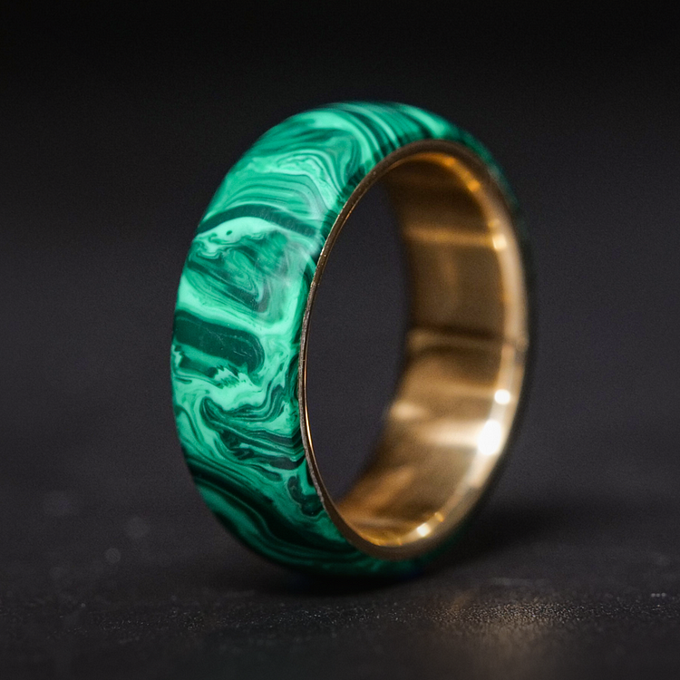 Malachite Trustone and Gold Ring