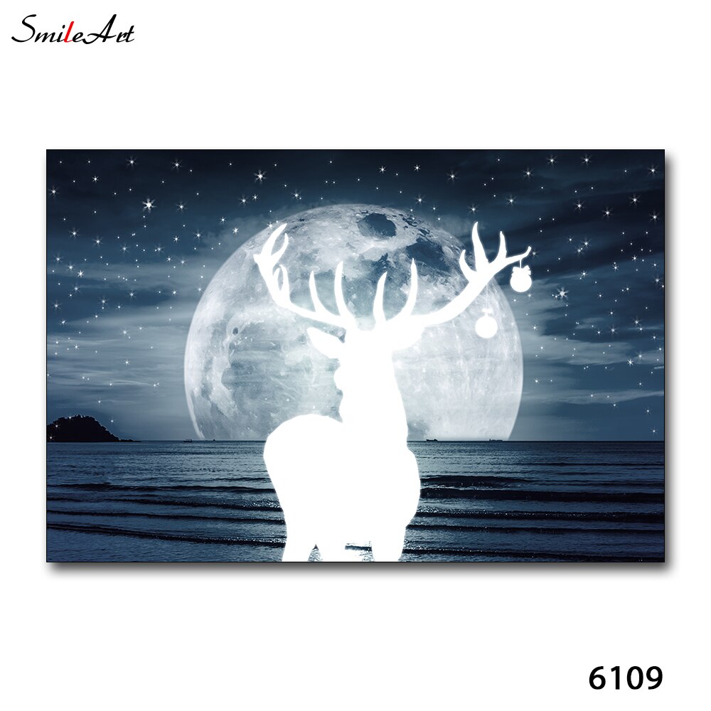 Cartoon Deer on the moonWall Art Canvas Poster Prints Print Picture Animal Wall Art Poster Living Room Bedroom Wall Decoration