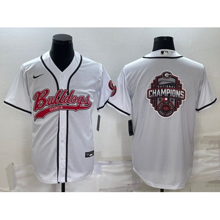 Men's Georgia Bulldogs White Team Big Logo With Patch Cool Base Stitched Baseball Jersey B4IM