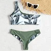ZAFUL One Shoulder Leaves Print Bikini Sexy Bathing Suit Push Up Swimming Suit Swimwear Beachwear for Women