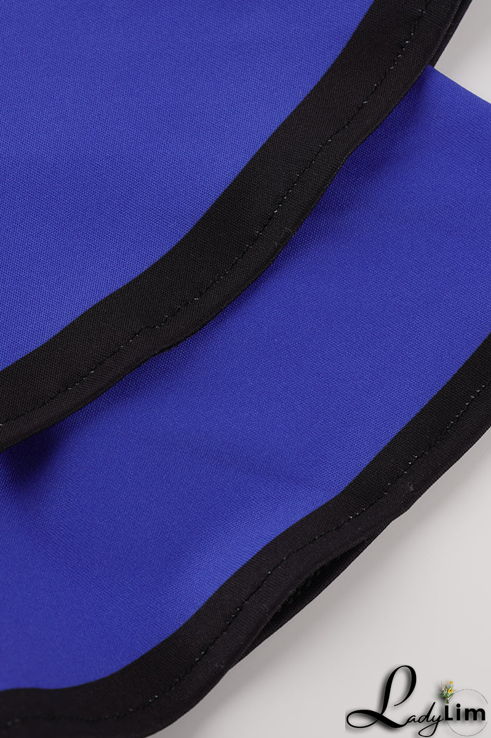 Blue Vintage Print Flounce O Neck Pencil Skirt Dresses